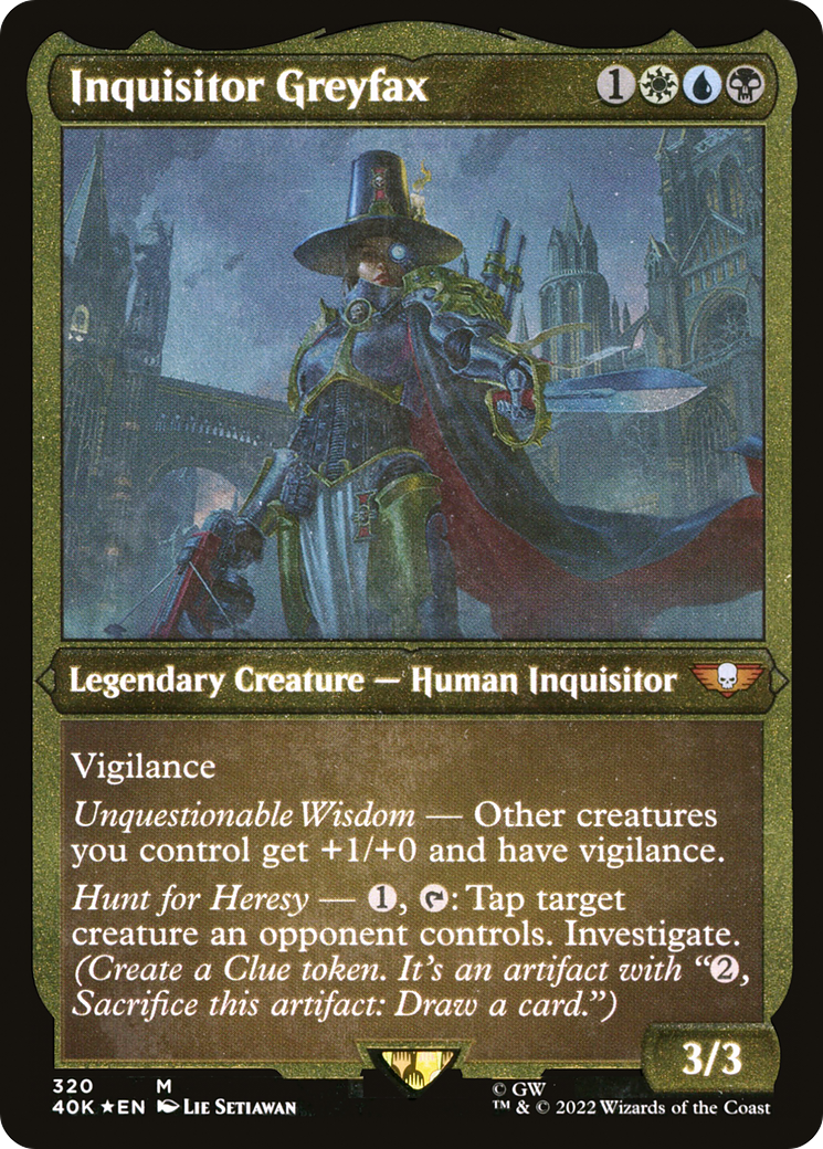 Inquisitor Greyfax (Display Commander) (Foil Etched) - Thick Stock (40K-320) - Warhammer 40,000 Commander Foil