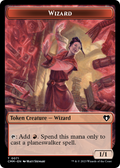 Chandra, Torch of Defiance Emblem // Wizard Double-Sided Token [Commander Masters Tokens]