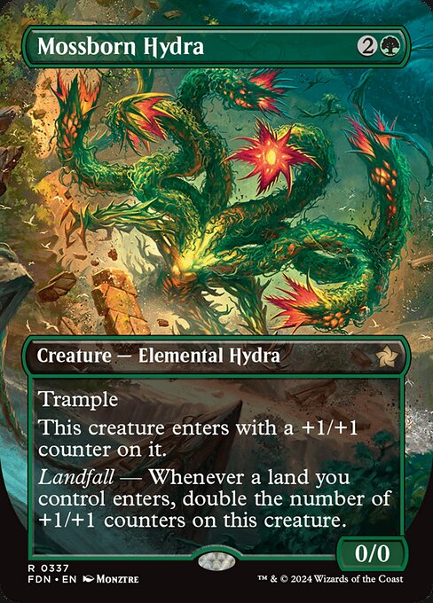 Mossborn Hydra (Borderless · Full Art) (FDN 337) [Foundations]