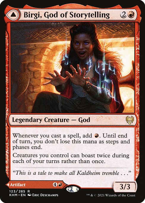 Birgi, God of Storytelling // Harnfel, Horn of Bounty (KHM 123) [Kaldheim]