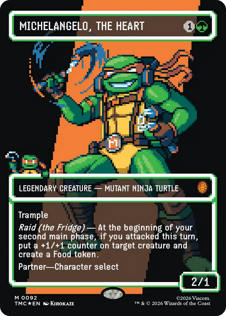 Michelangelo, the Heart (0092) (Borderless) (Surge Foil) [Teenage Mutant Ninja Turtles Commander]