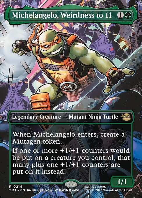 Michelangelo, Weirdness to 11 (Borderless · Full Art) (TMT 214) [Teenage Mutant Ninja Turtles]