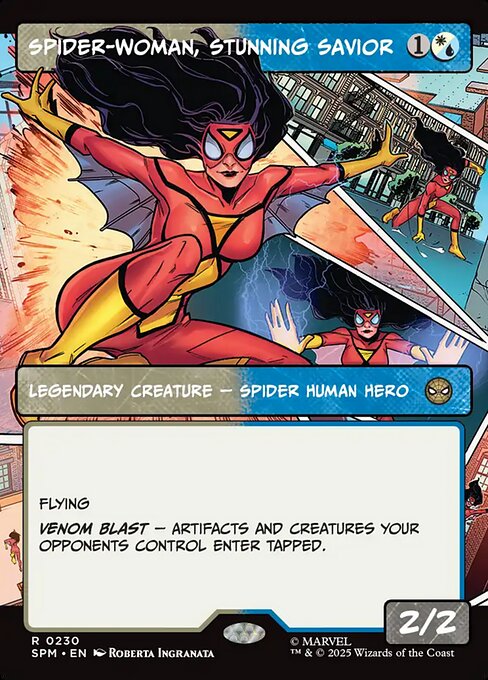 Spider-Woman, Stunning Savior (Borderless · Showcase · Full Art) (SPM 230) [Marvel's Spider-Man]