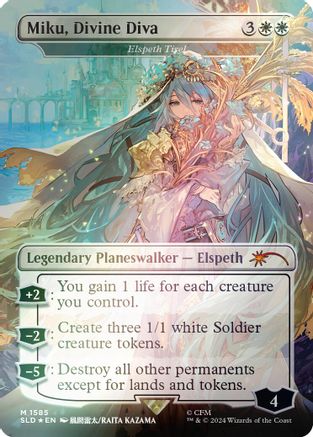 Miku, Divine Diva - Elspeth Tirel (Rainbow Foil) (Japanese) [Secret Lair Drop Series]