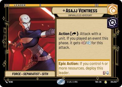 Asajj Ventress Unparalleled Adversary (TWI 014/257) [Twilight of the Republic]