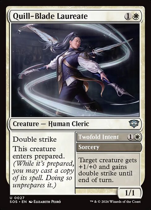 Quill-Blade Laureate // Twofold Intent (SOS 27) [Secrets of Strixhaven]