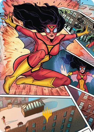 Spider-Woman, Stunning Savior Art Card (Gold-Stamped Planeswalker Symbol) [Marvel's Spider-Man Art Series]