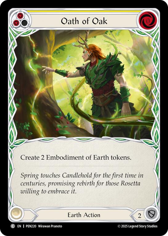 Oath Of Oak (Yellow) (Rainbow Foil) [PEN220] (Compendium of Rathe)  Rainbow Foil