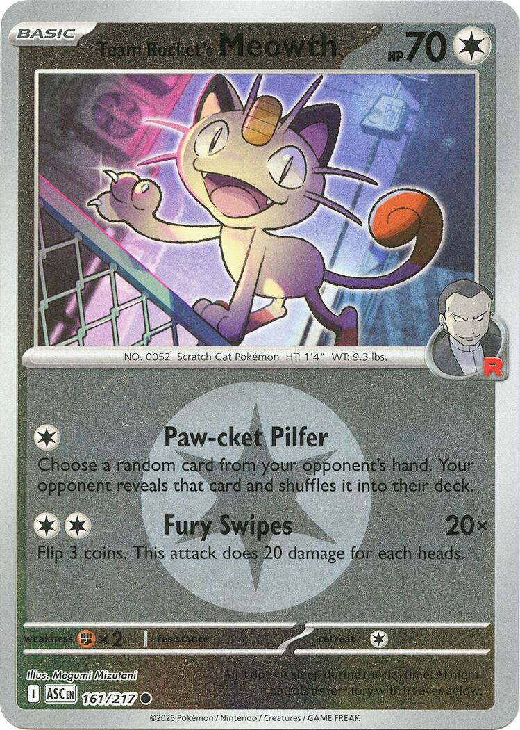 Team Rocket's Meowth (161/217) (Energy Symbol Pattern) [Mega Evolution: Ascended Heroes]