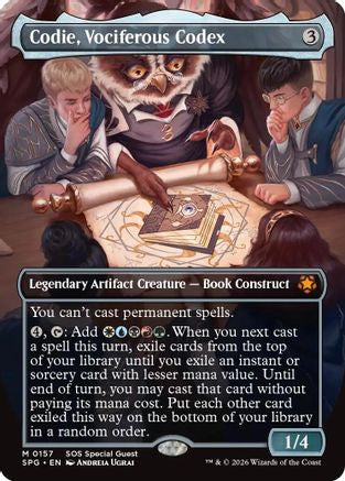 Codie, Vociferous Codex (Borderless) [Secrets of Strixhaven Special Guests]