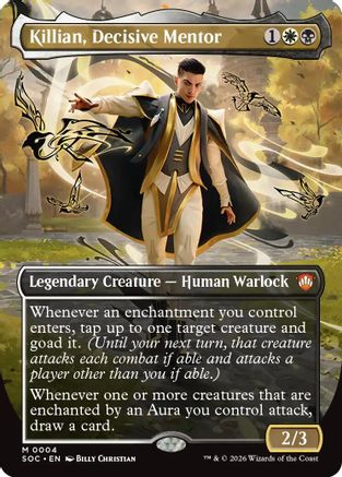 Killian, Decisive Mentor (Borderless) (SOC-004) - Commander: Secrets of Strixhaven Foil