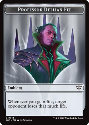 Emblem - Professor Dellian Fel  // Pest (0008) Double-Sided Token (SOS-13 // 8) - Secrets of Strixhaven Foil