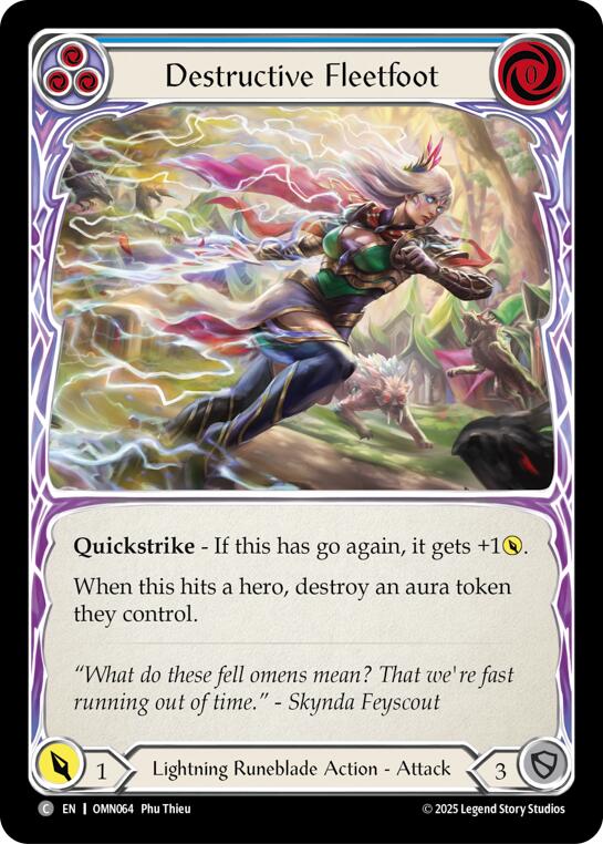 Destructive Fleetfoot (Blue) [OMN064] (Omens of the Third Age)  Rainbow Foil