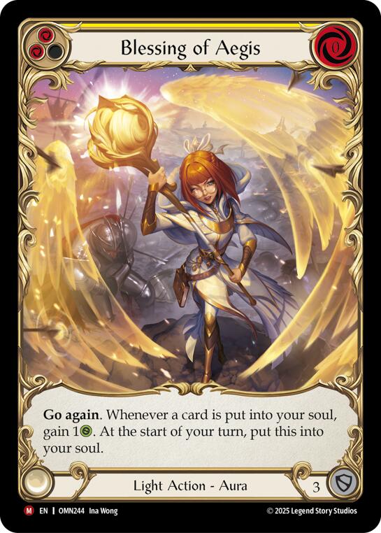 Blessing Of Aegis (Yellow) (Extended Art) [OMN244] (Omens of the Third Age)  Cold Foil