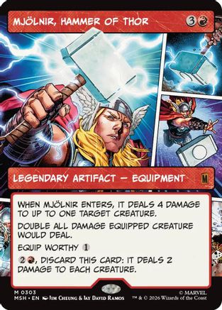 Mjolnir, Hammer of Thor (Borderless) (0303) (MSH-303) - Marvel Super Heroes Foil