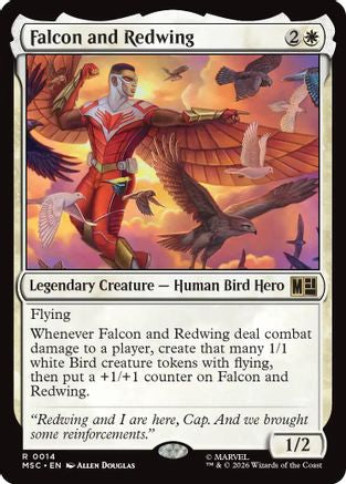 Falcon and Redwing (Surge Foil) (MSC-014) - Commander: Marvel Super Heroes Foil