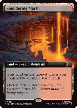 Smoldering Marsh (Extended Art) (MSC-493) - Commander: Marvel Super Heroes Foil