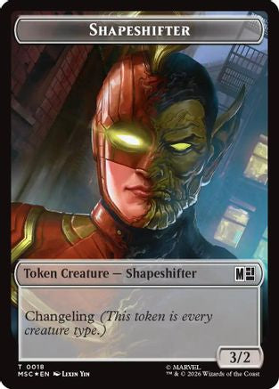 Shapeshifter (018) // Villain (025) Double-Sided Token (Surge Foil) (MSC-18 // 25) - Commander: Marvel Super Heroes Foil