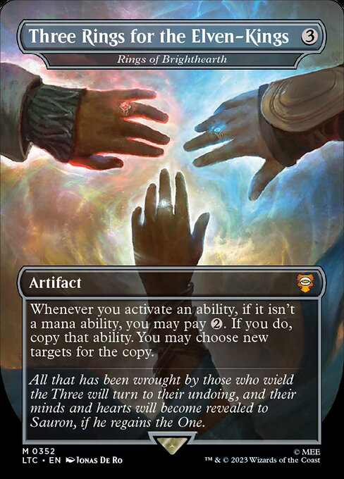 Three Rings for the Elven-Kings - Rings of Brighthearth (Borderless · Full Art) (LTC 352) [Tales of Middle-earth Commander]