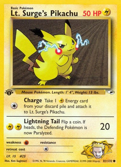 Lt Surges Pikachu (G1 081/132) [Gym Heroes]