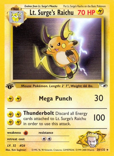 Lt Surges Raichu (G1 028/132) [Gym Heroes]