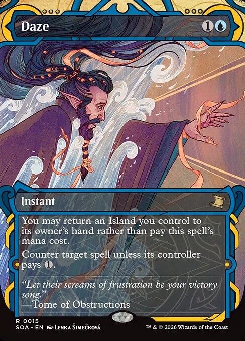 Daze (Borderless · Showcase) (SOA 15) [Secrets of Strixhaven Mystical Archive]