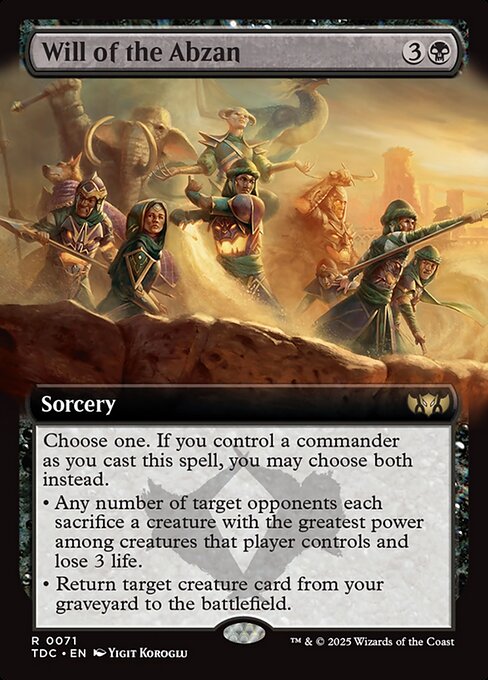 Will of the Abzan (Extended Art) (TDC 71) [Tarkir: Dragonstorm Commander]
