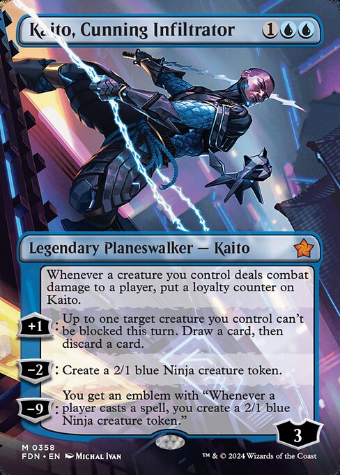 Kaito, Cunning Infiltrator (Borderless · Full Art) (FDN 358) [Foundations]