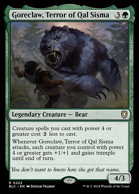 Goreclaw, Terror of Qal Sisma (BLC 222) [Bloomburrow Commander]