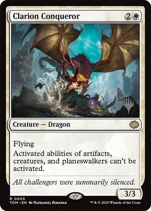 Clarion Conqueror (PTDM 5p) [Tarkir: Dragonstorm Promos]