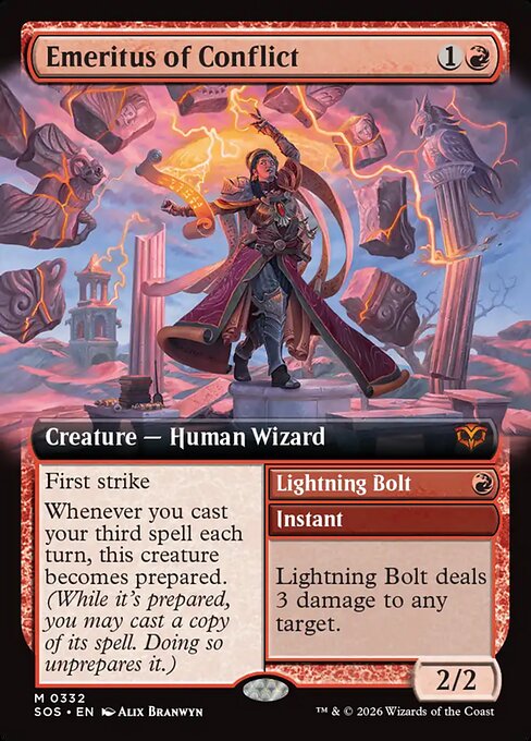 Emeritus of Conflict // Lightning Bolt (SOS 332) [Secrets of Strixhaven]