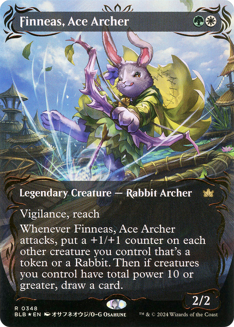 Finneas, Ace Archer (Borderless) (Raised Foil) [Bloomburrow]