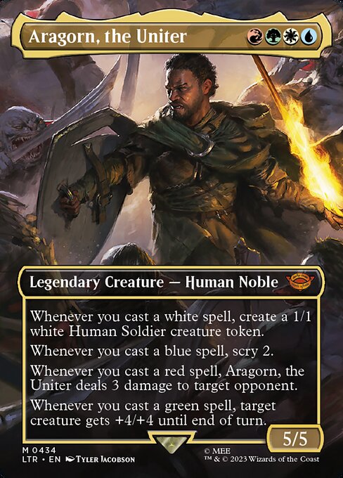 Aragorn, the Uniter (Borderless · Full Art) (LTR 434) [The Lord of the Rings: Tales of Middle-earth]